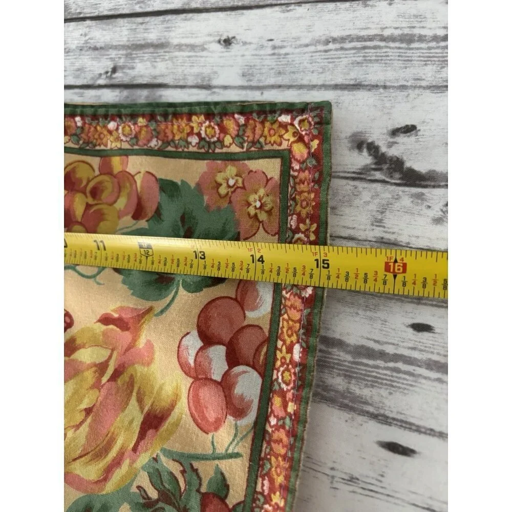 April Cornell Tulip‎ Floral Cotton Cloth Dinner Napkins Green Yellow Set of 4